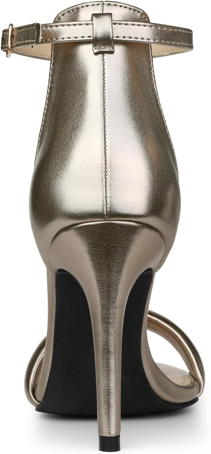imageAllegra K Womens Open Toe Buckle Ankle Strap Stiletto High Heel SandalsPewter