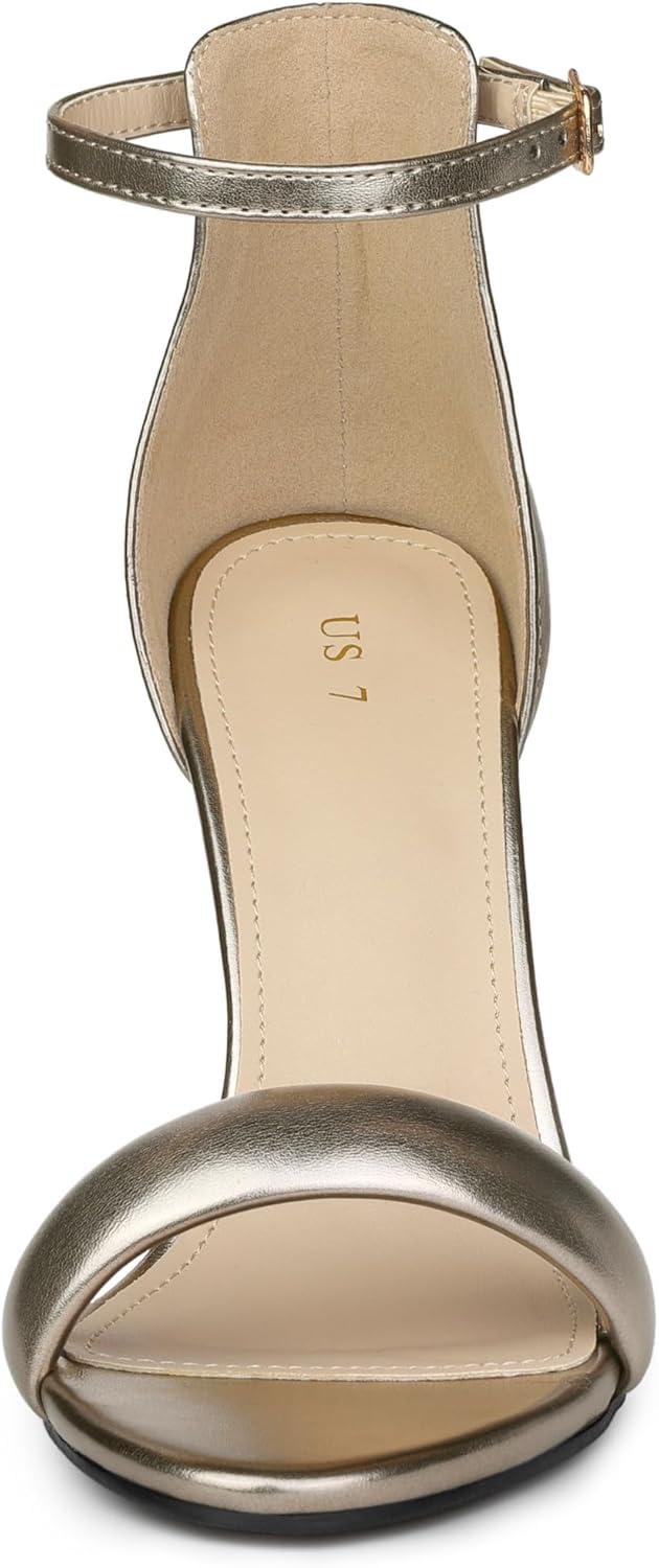 imageAllegra K Womens Open Toe Buckle Ankle Strap Stiletto High Heel SandalsPewter