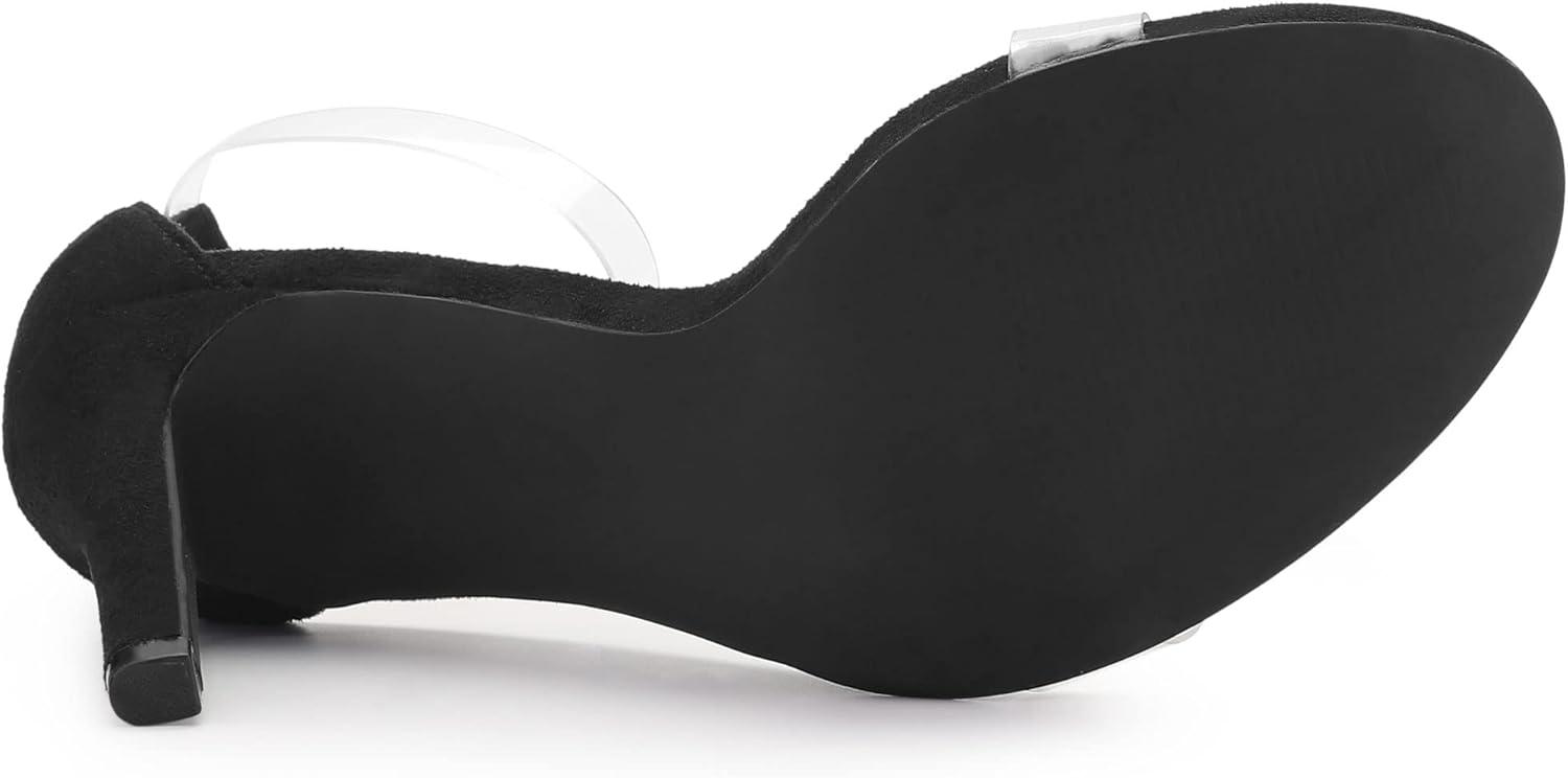 imageAllegra K Womens Open Toe Clear Ankle Strap Stiletto Heel SandalsBlack