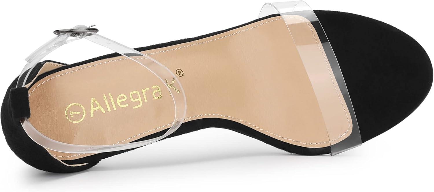 imageAllegra K Womens Open Toe Clear Ankle Strap Stiletto Heel SandalsBlack