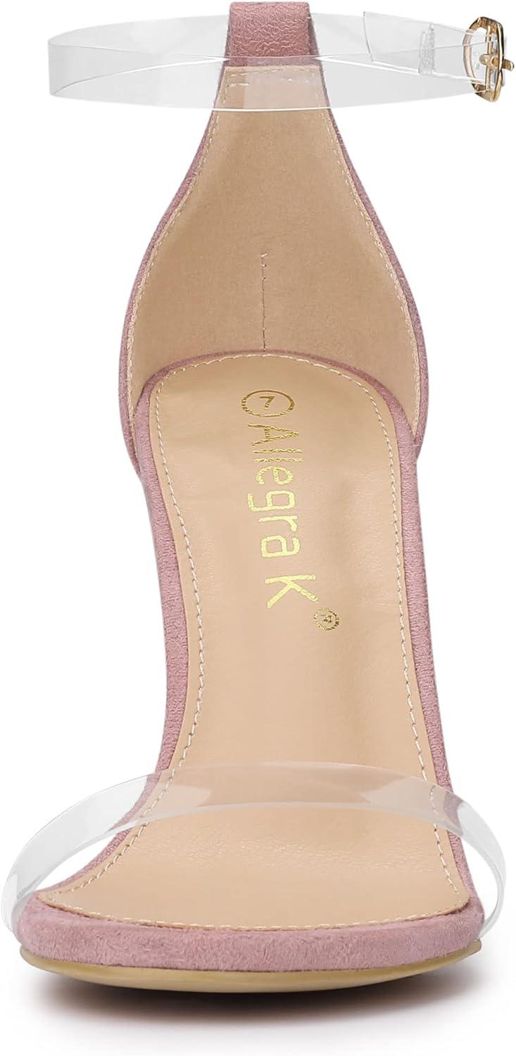 imageAllegra K Womens Open Toe Clear Ankle Strap Stiletto Heel SandalsDust Pink