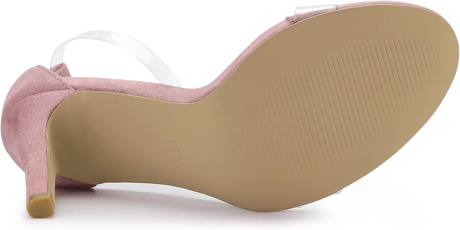imageAllegra K Womens Open Toe Clear Ankle Strap Stiletto Heel SandalsDust Pink