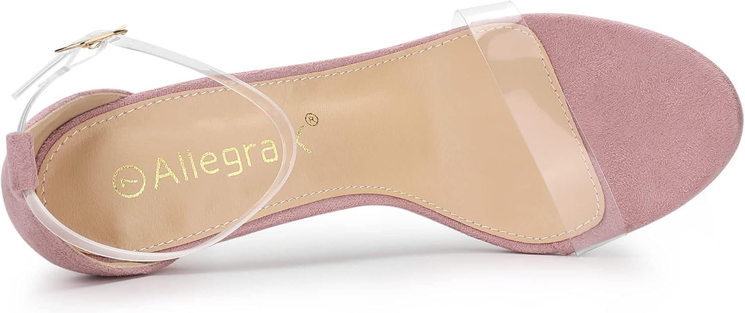 imageAllegra K Womens Open Toe Clear Ankle Strap Stiletto Heel SandalsDust Pink