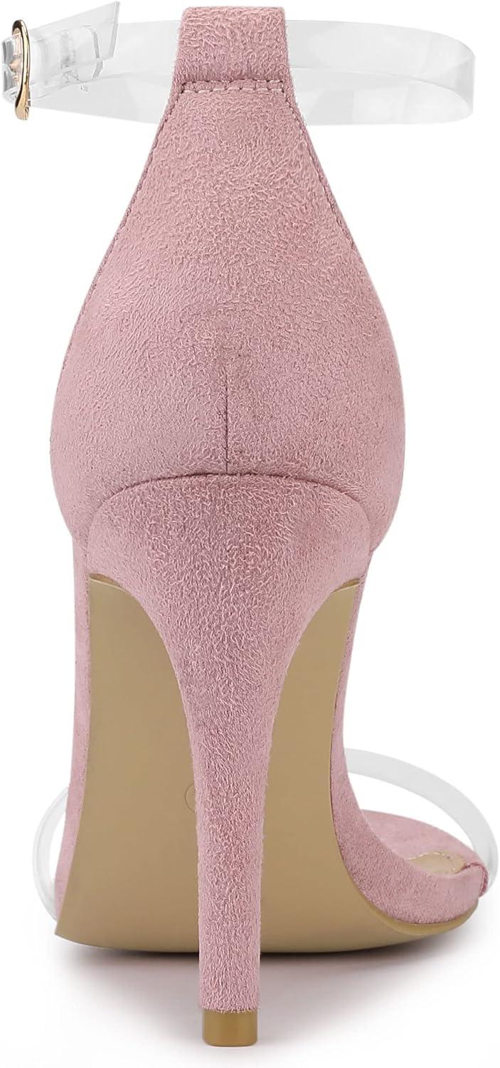 imageAllegra K Womens Open Toe Clear Ankle Strap Stiletto Heel SandalsDust Pink