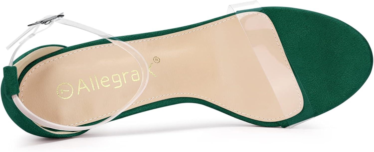 imageAllegra K Womens Open Toe Clear Ankle Strap Stiletto Heel SandalsEmerald Green