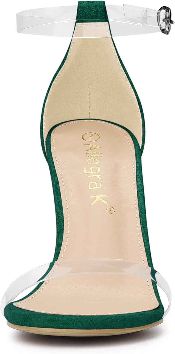 imageAllegra K Womens Open Toe Clear Ankle Strap Stiletto Heel SandalsEmerald Green