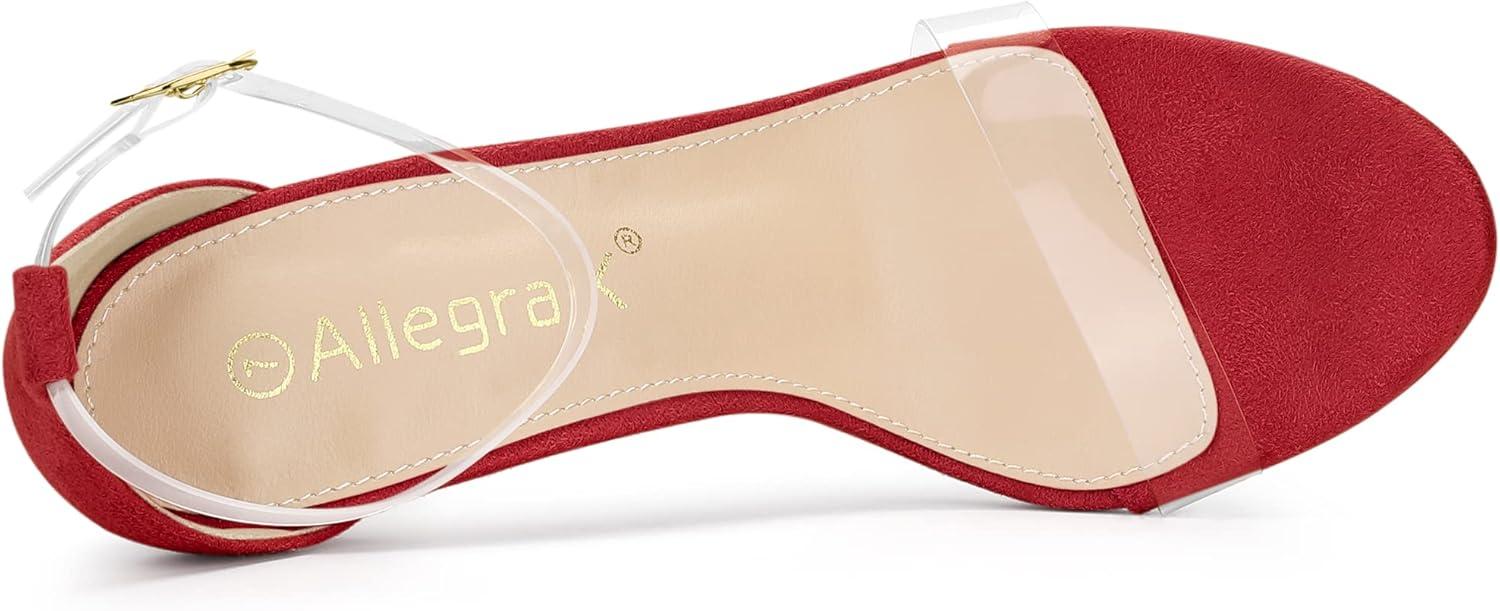 imageAllegra K Womens Open Toe Clear Ankle Strap Stiletto Heel SandalsRed