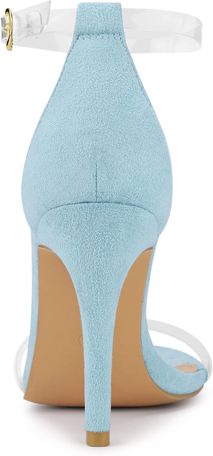 imageAllegra K Womens Open Toe Clear Ankle Strap Stiletto Heel SandalsSky Blue