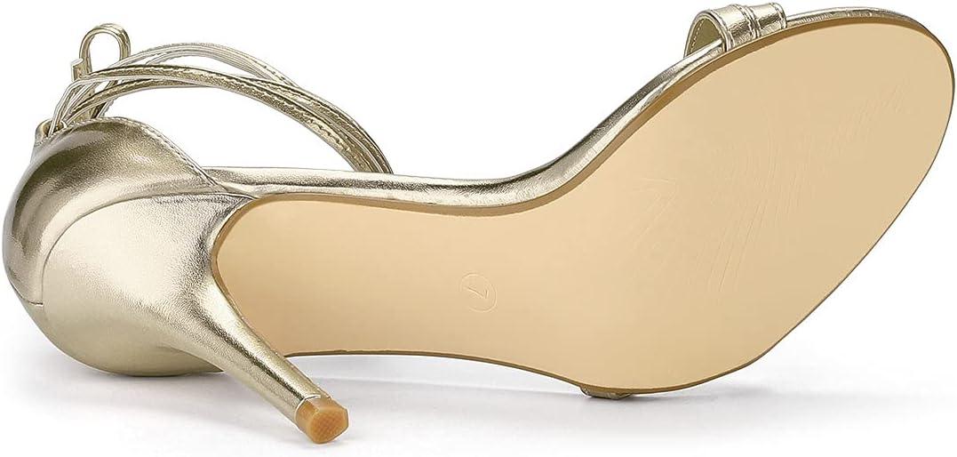 imageAllegra K Womens Open Toe Lace Up Stiletto Heels SandalsGold