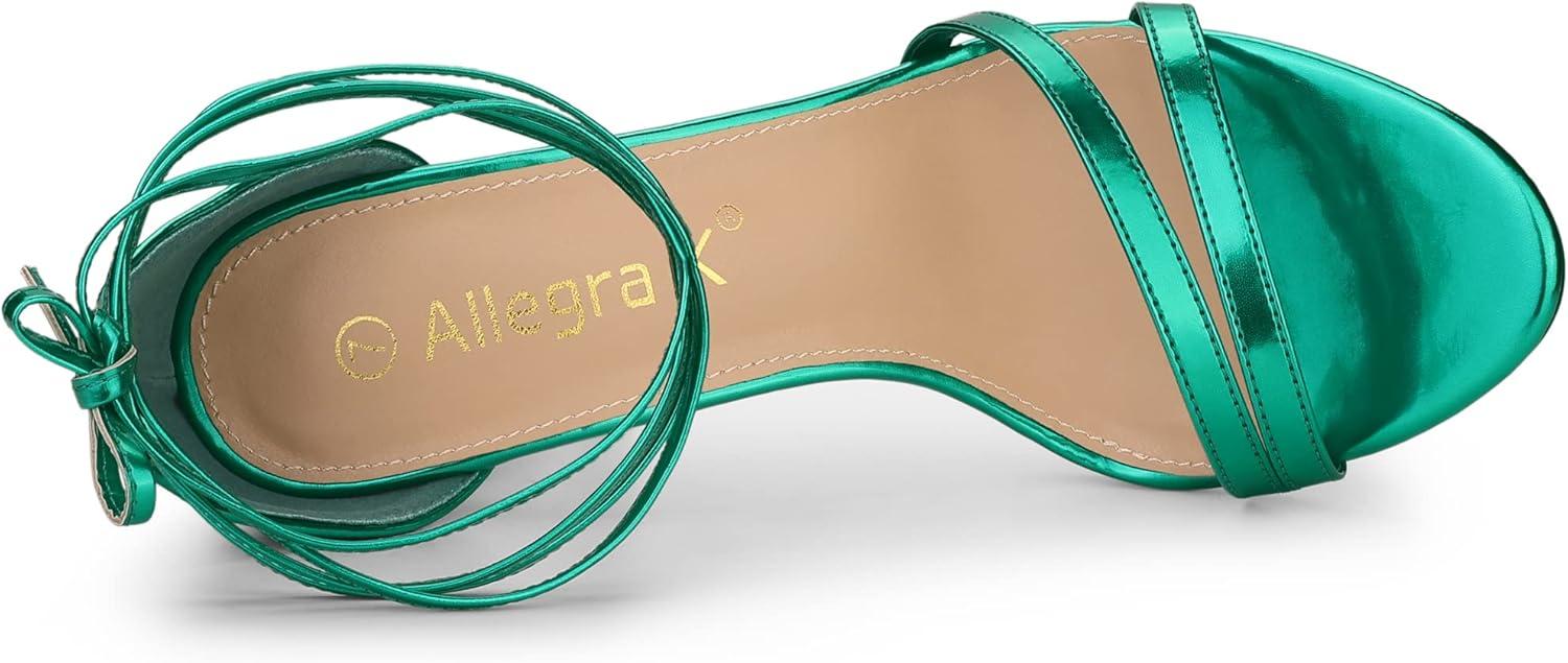 imageAllegra K Womens Open Toe Lace Up Stiletto Heels SandalsGreen