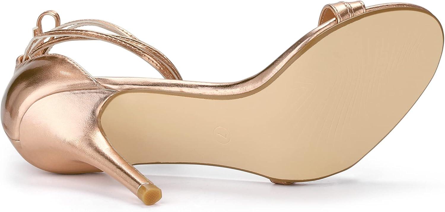 imageAllegra K Womens Open Toe Lace Up Stiletto Heels SandalsRose Gold