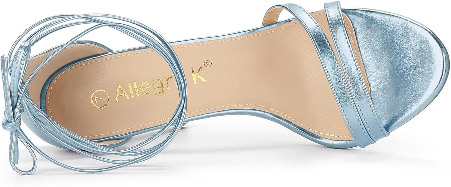 imageAllegra K Womens Open Toe Lace Up Stiletto Heels SandalsSky Blue
