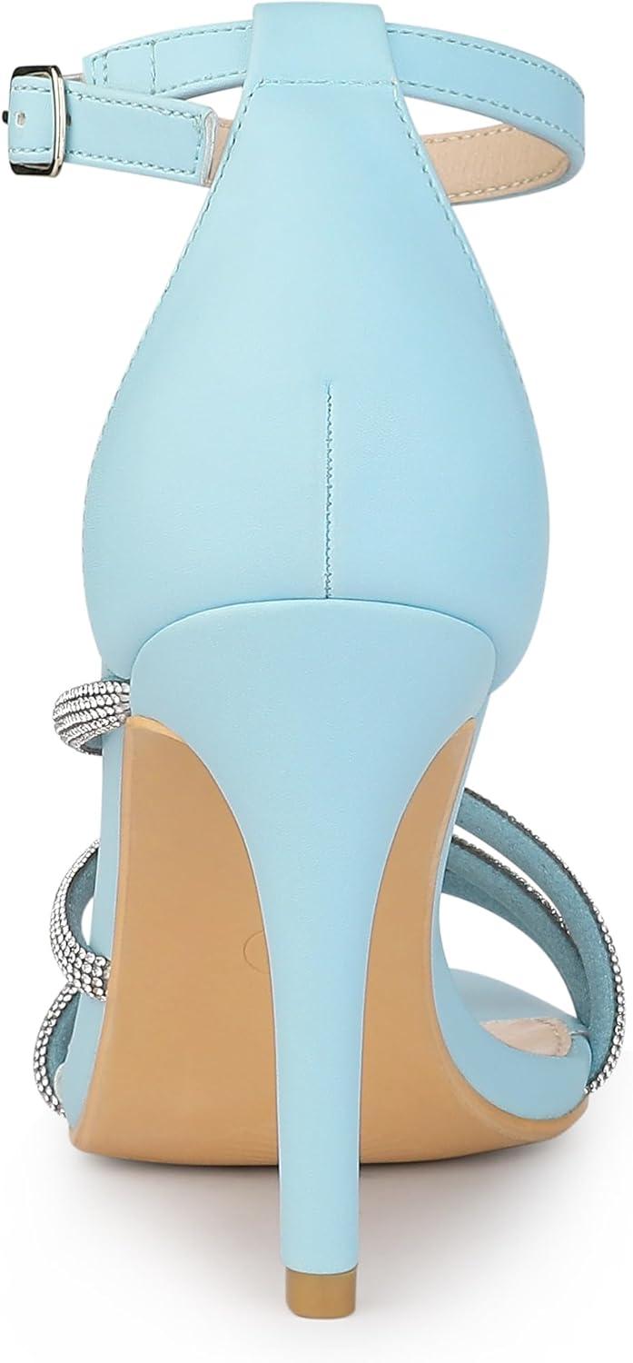 imageAllegra K Womens Open Toe Rhinestone Strappy Stiletto Heels SandalsLight Blue