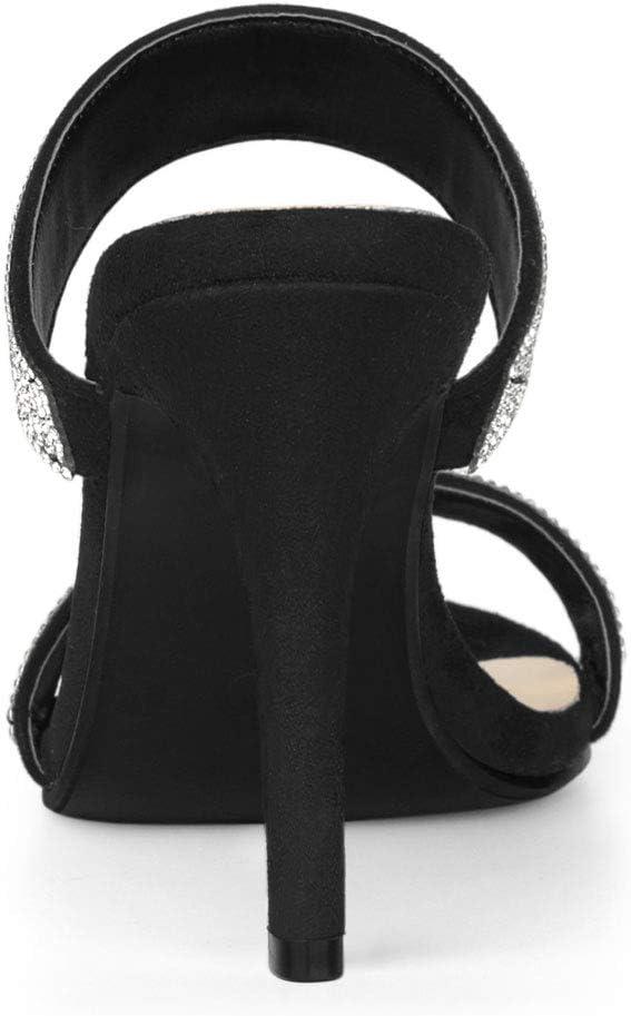 imageAllegra K Womens Open Toe Stiletto Heel Rhinestone Mules SandalsBlack