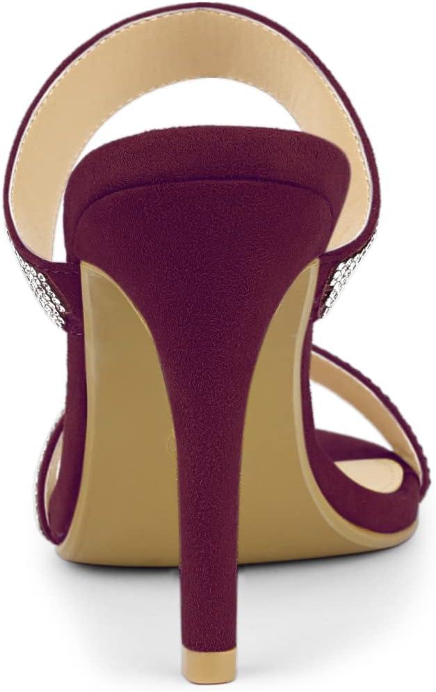 imageAllegra K Womens Open Toe Stiletto Heel Rhinestone Mules SandalsBurgundy
