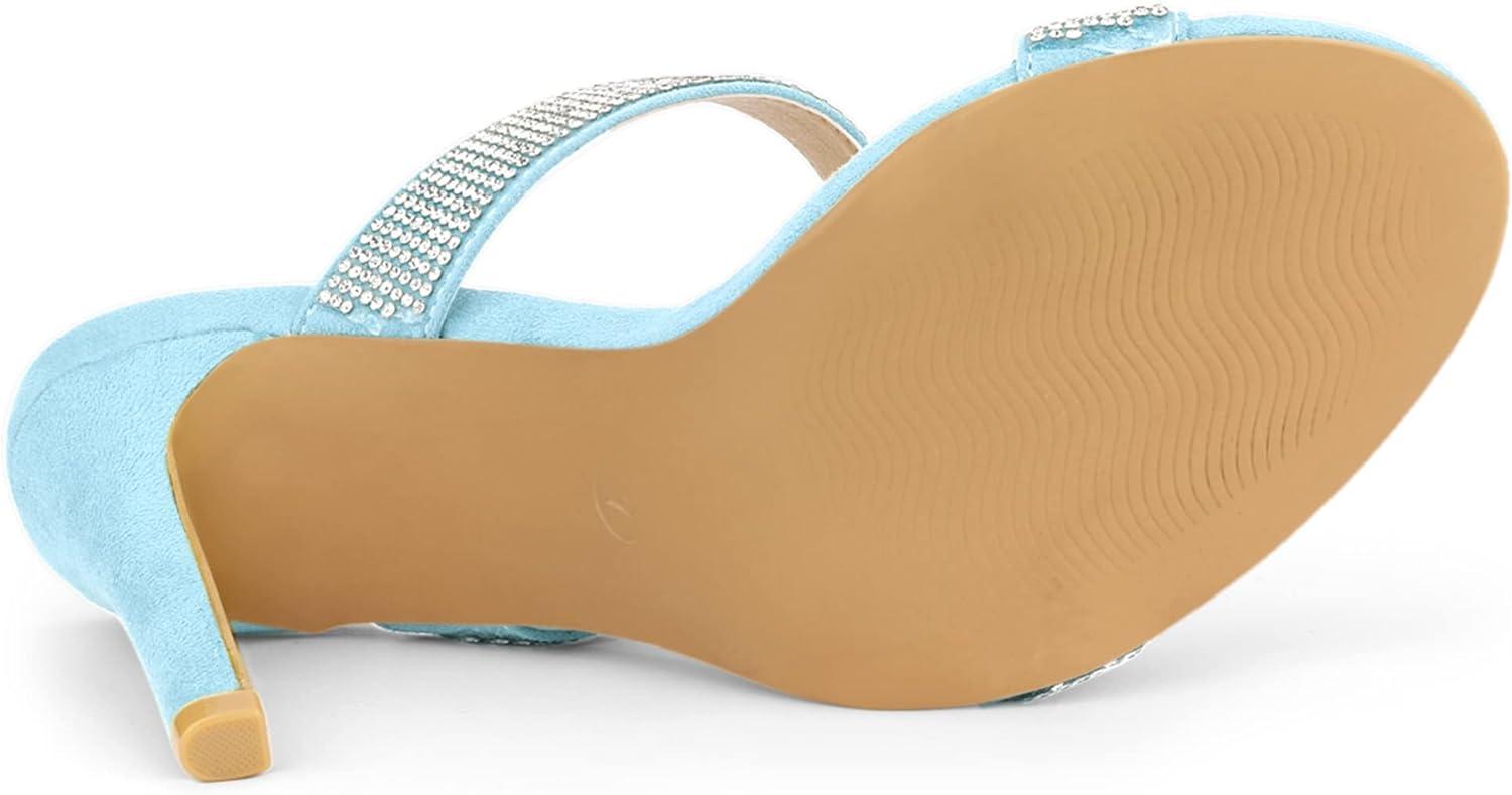 imageAllegra K Womens Open Toe Stiletto Heel Rhinestone Mules SandalsLight Blue