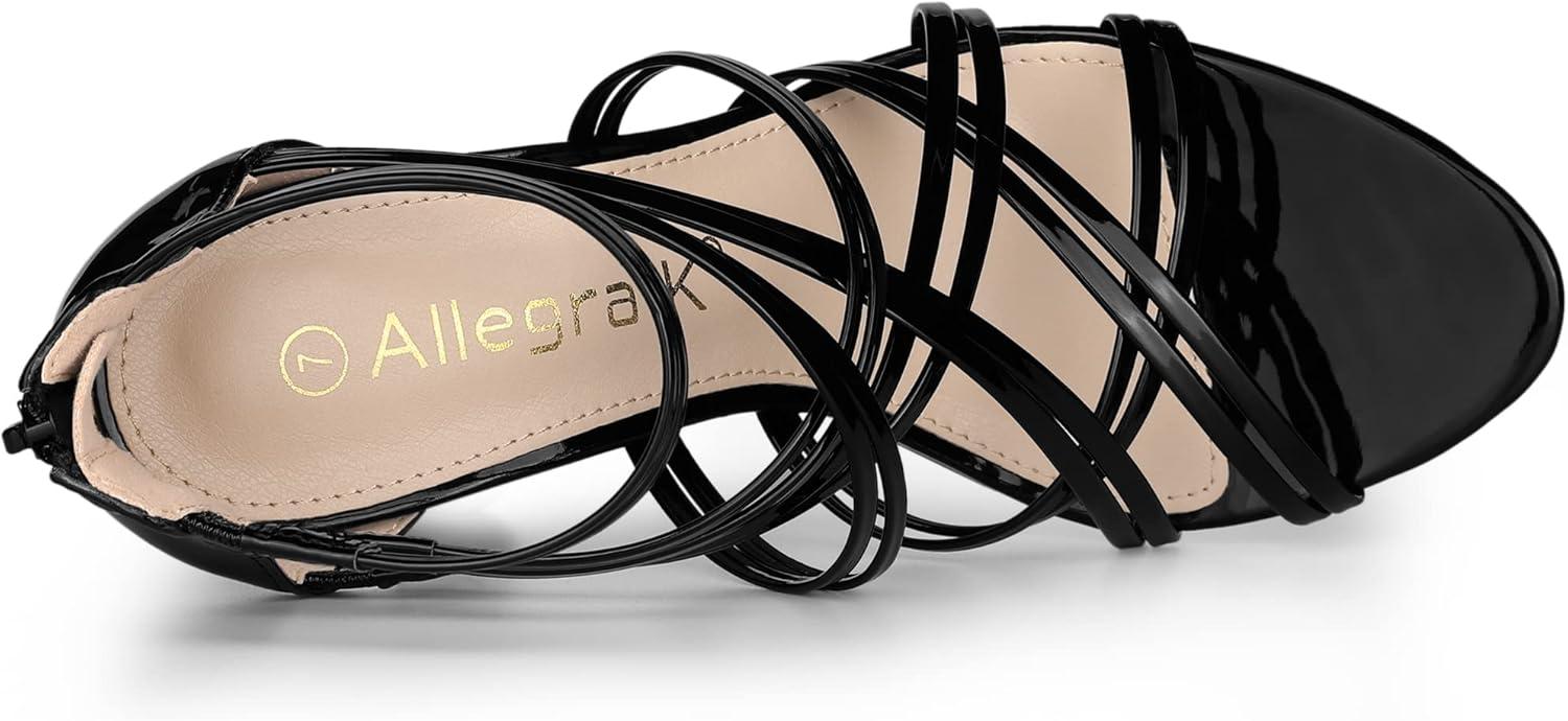 imageAllegra K Womens Open Toe Strappy Stiletto Heel Lace Up SandalsBlack