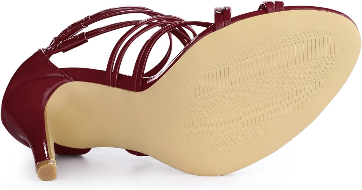 imageAllegra K Womens Open Toe Strappy Stiletto Heel Lace Up SandalsBurgundy