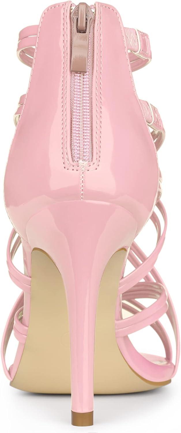 imageAllegra K Womens Open Toe Strappy Stiletto Heel Lace Up SandalsPink