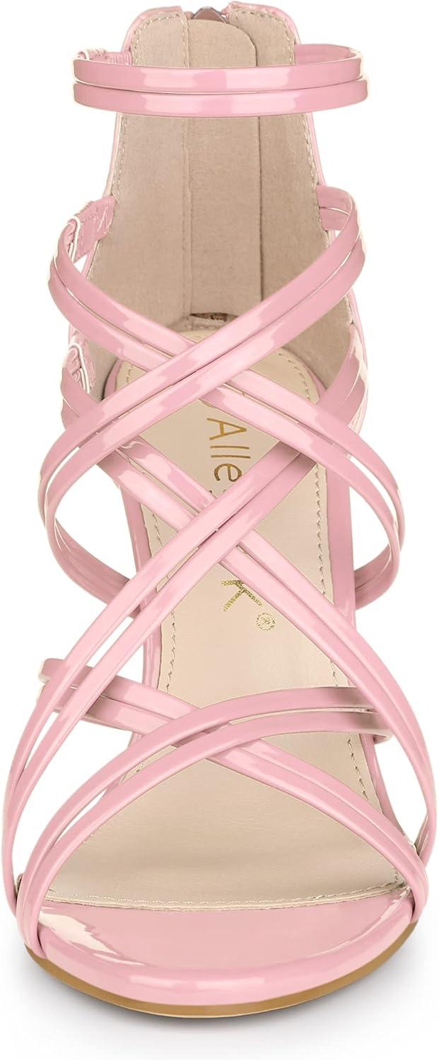 imageAllegra K Womens Open Toe Strappy Stiletto Heel Lace Up SandalsPink