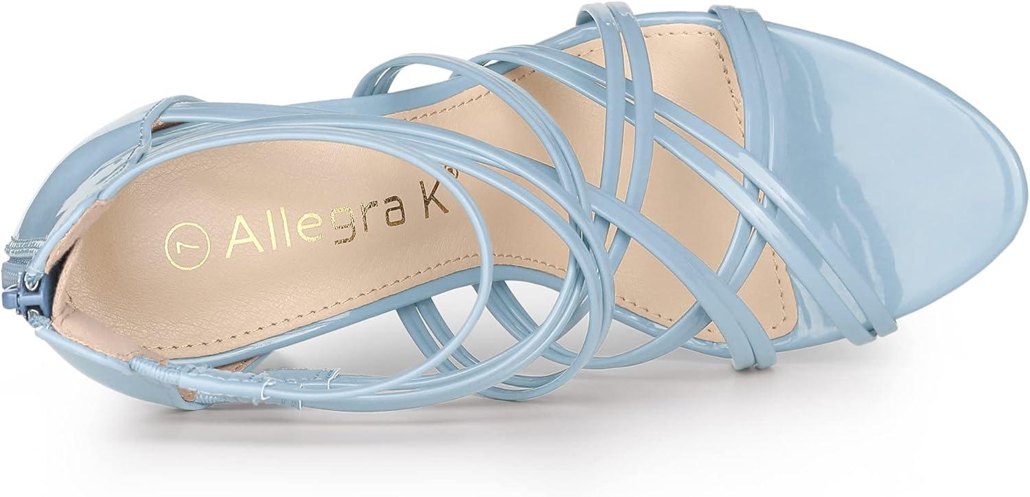 imageAllegra K Womens Open Toe Strappy Stiletto Heel Lace Up SandalsSky Blue
