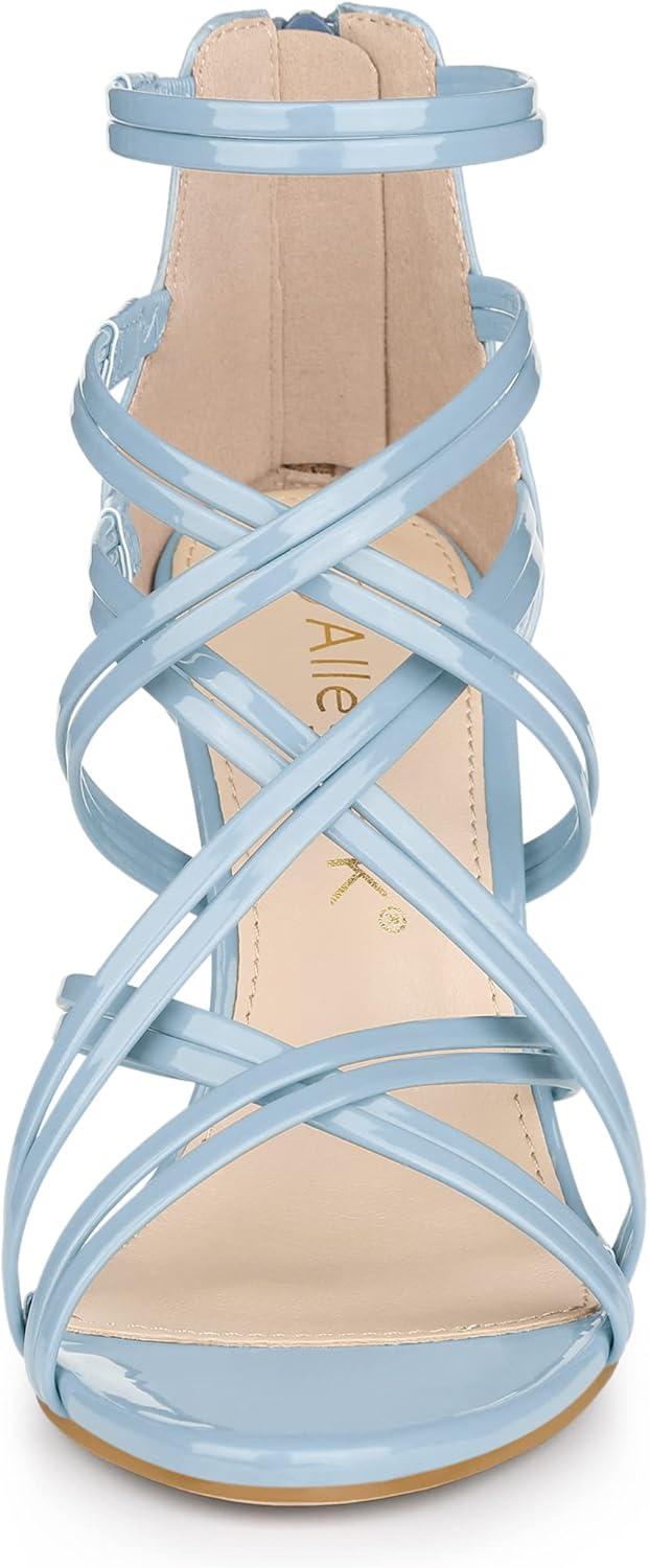 imageAllegra K Womens Open Toe Strappy Stiletto Heel Lace Up SandalsSky Blue