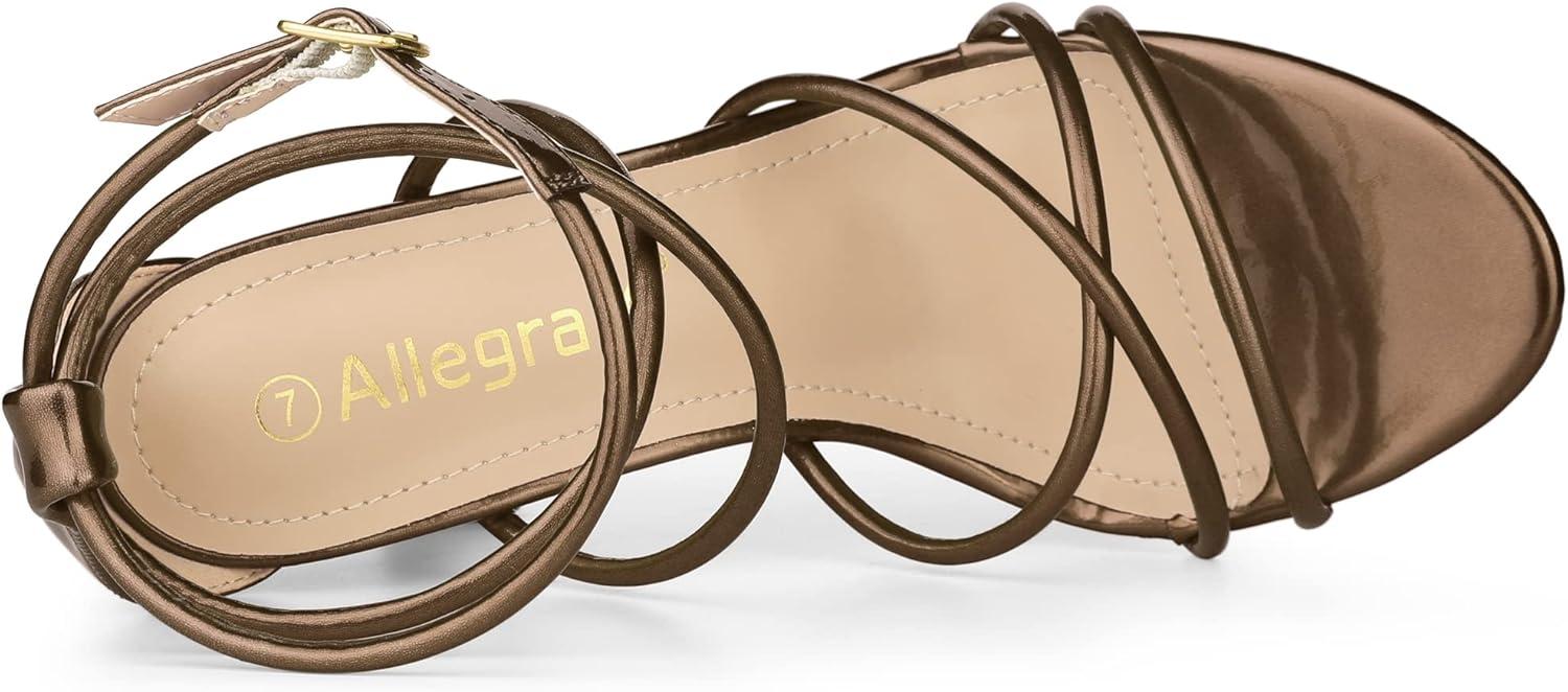 imageAllegra K Womens Open Toe Strappy Straps Stiletto Heel Brown Sandals 85 M US
