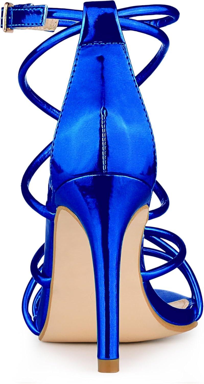 imageAllegra K Womens Open Toe Strappy Straps Stiletto Heel Royal Blue Sandals 7 M US