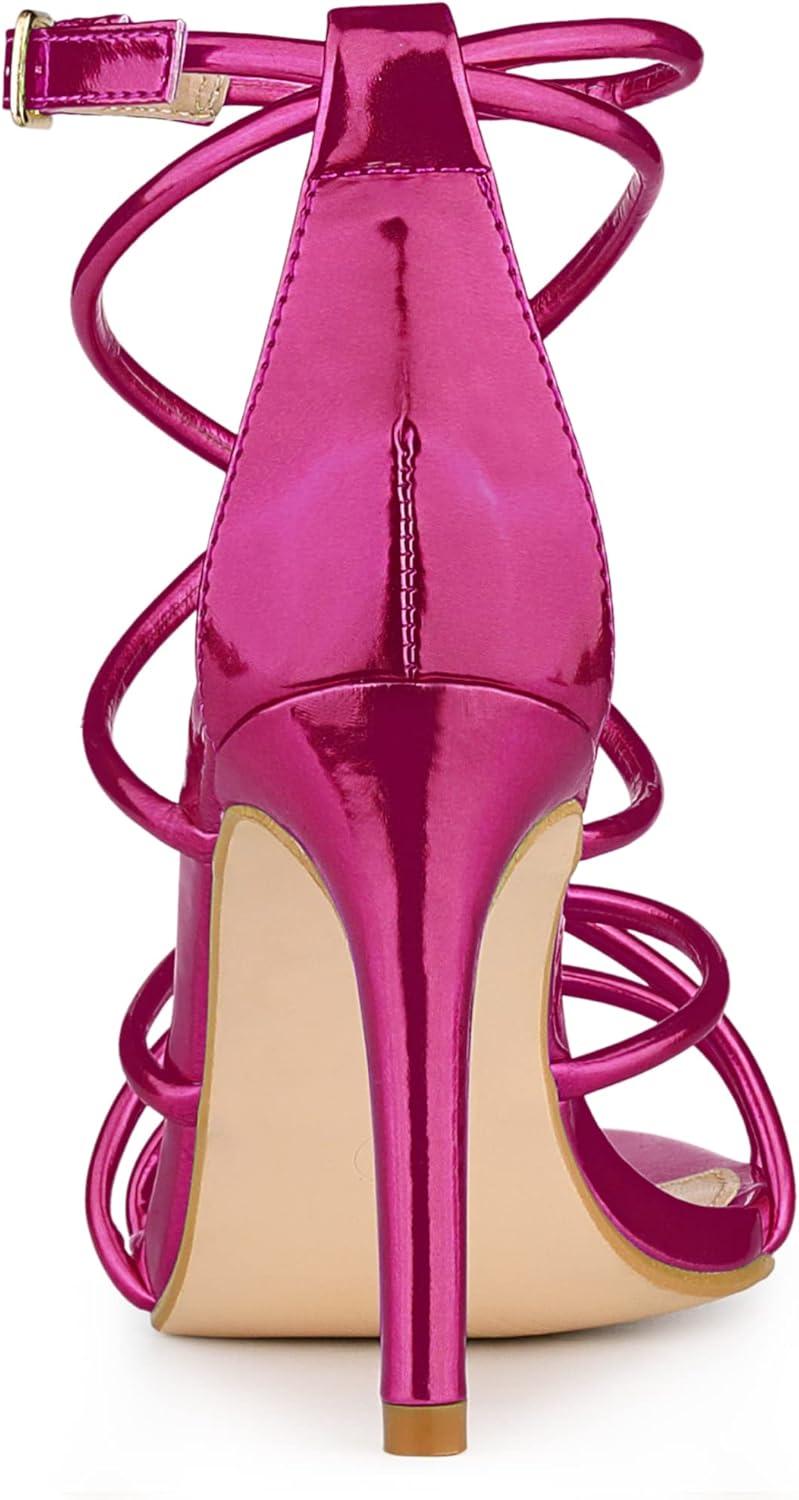 imageAllegra K Womens Open Toe Strappy Straps Stiletto Heel SandalsHot Pink