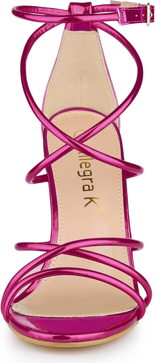 imageAllegra K Womens Open Toe Strappy Straps Stiletto Heel SandalsHot Pink