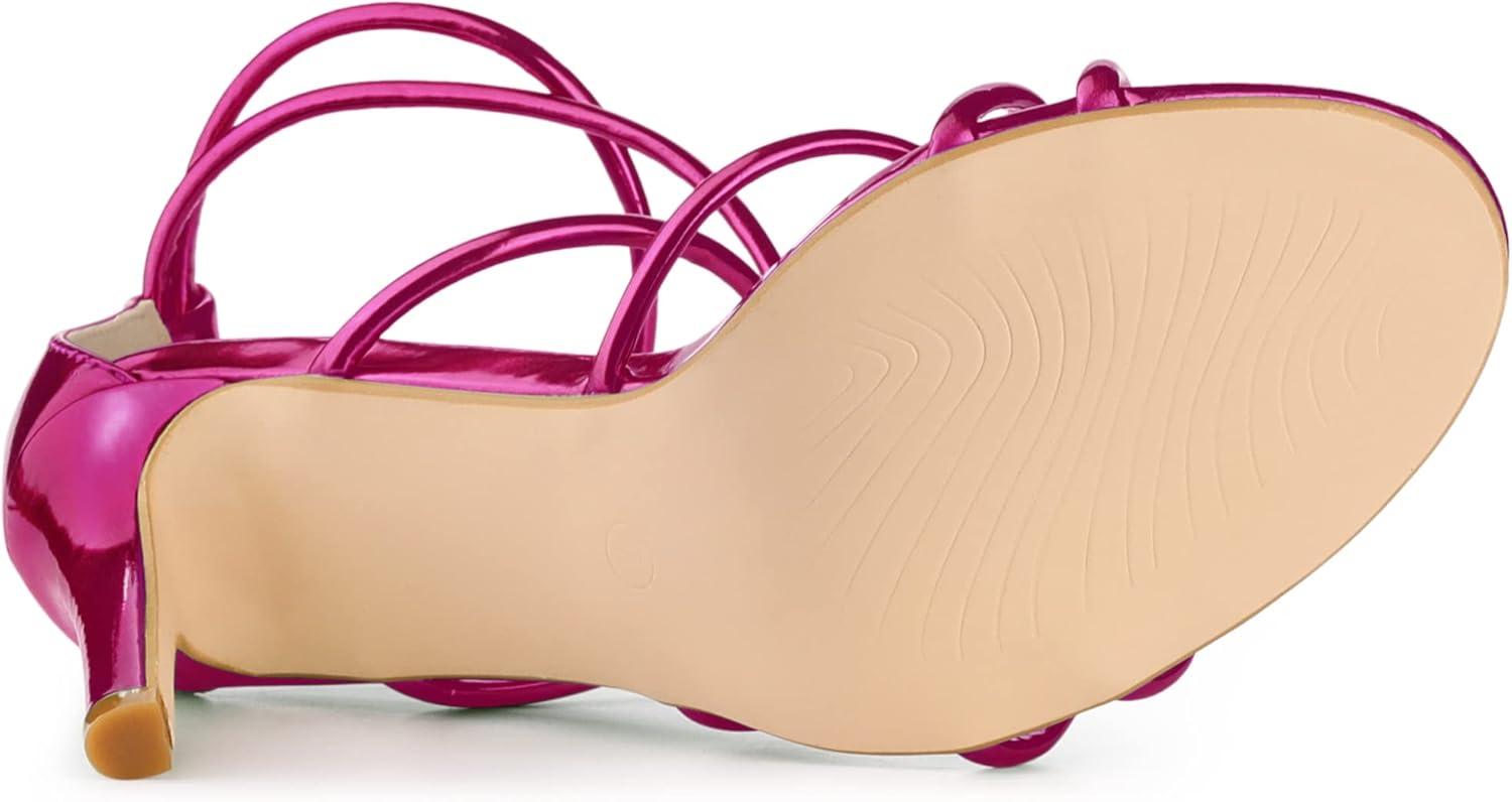 imageAllegra K Womens Open Toe Strappy Straps Stiletto Heel SandalsHot Pink