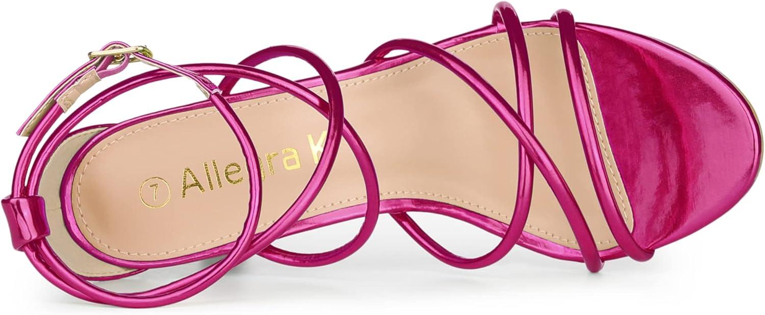 imageAllegra K Womens Open Toe Strappy Straps Stiletto Heel SandalsHot Pink