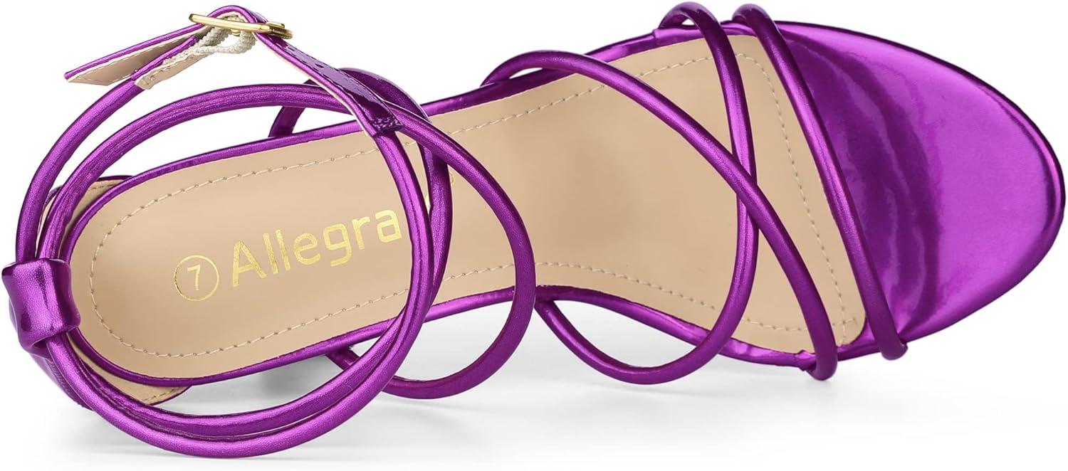 imageAllegra K Womens Open Toe Strappy Straps Stiletto Heel SandalsPurple