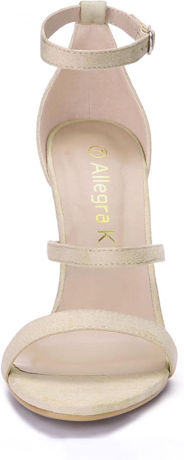 imageAllegra K Womens Open Toe Triple Straps Stiletto High Heel SandalsBeige