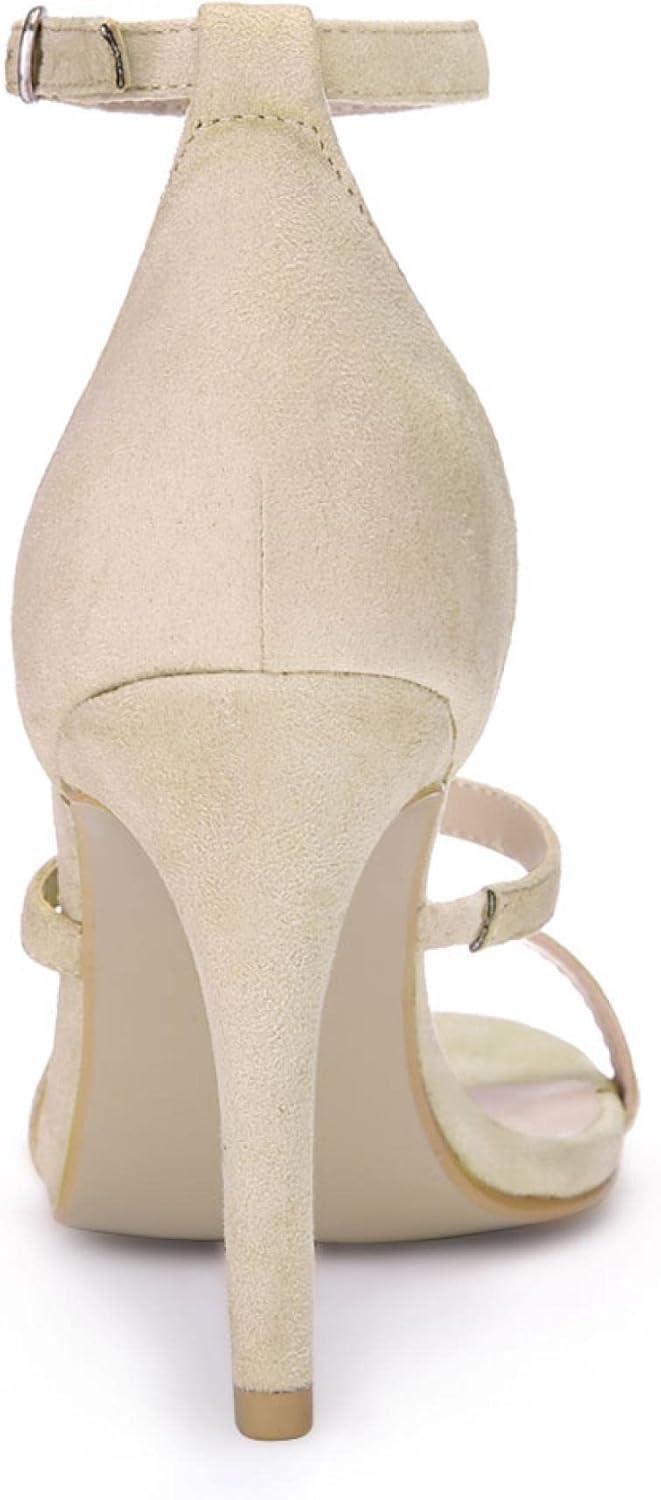 imageAllegra K Womens Open Toe Triple Straps Stiletto High Heel SandalsBeige
