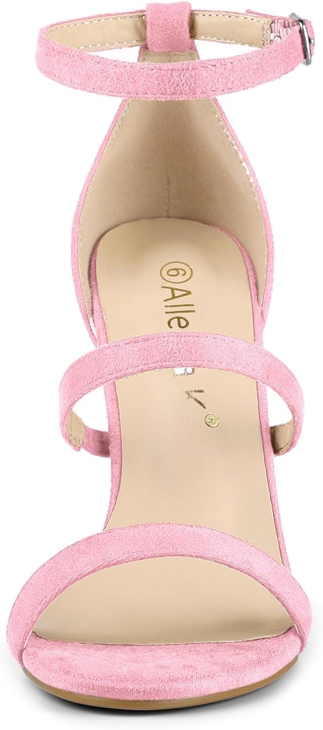 imageAllegra K Womens Open Toe Triple Straps Stiletto High Heel SandalsPink