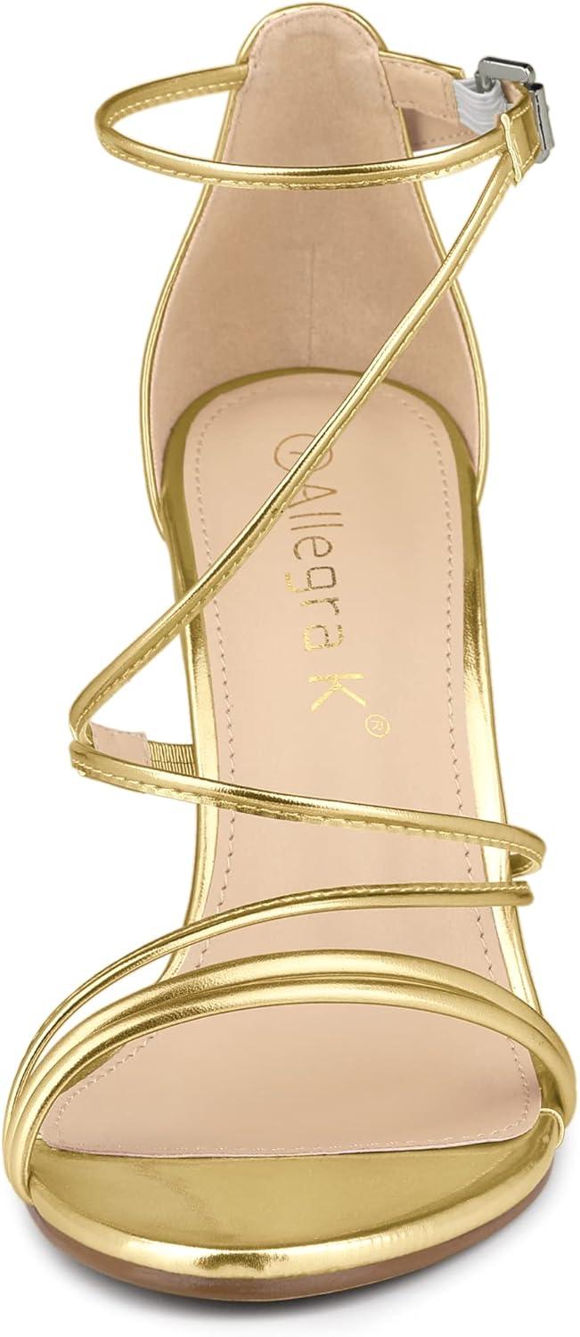 imageAllegra K Womens Party Strappy Stiletto High Heels SandalsGold