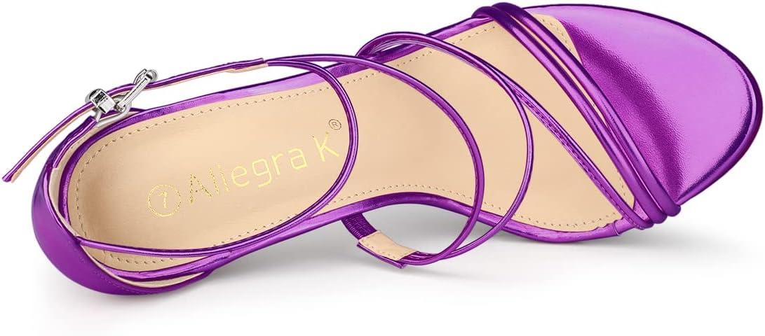 imageAllegra K Womens Party Strappy Stiletto High Heels SandalsPurple