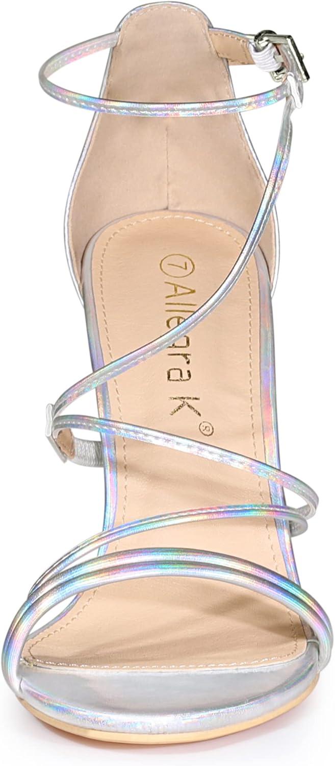 imageAllegra K Womens Party Strappy Stiletto High Heels SandalsSilver