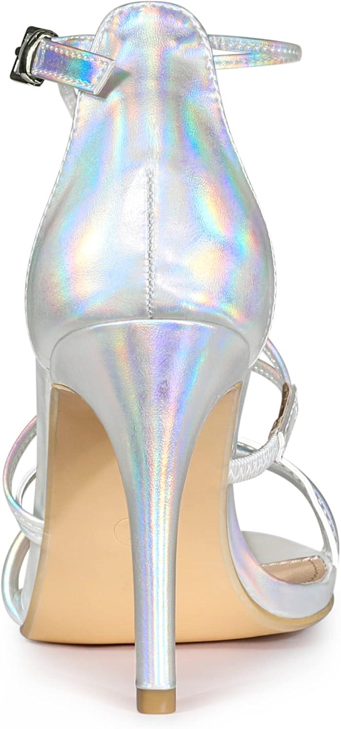 imageAllegra K Womens Party Strappy Stiletto High Heels SandalsSilver