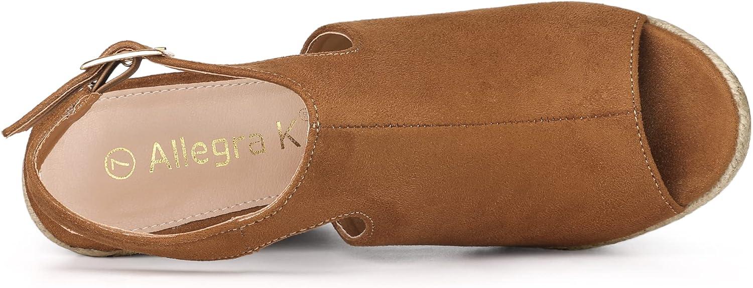 imageAllegra K Womens Peep Toe Slingback Platform Espadrilles Wedge SandalsBrown
