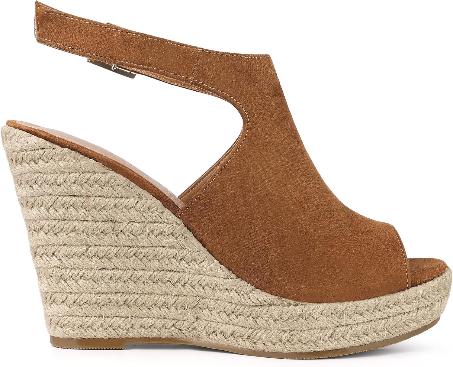 imageAllegra K Womens Peep Toe Slingback Platform Espadrilles Wedge SandalsBrown
