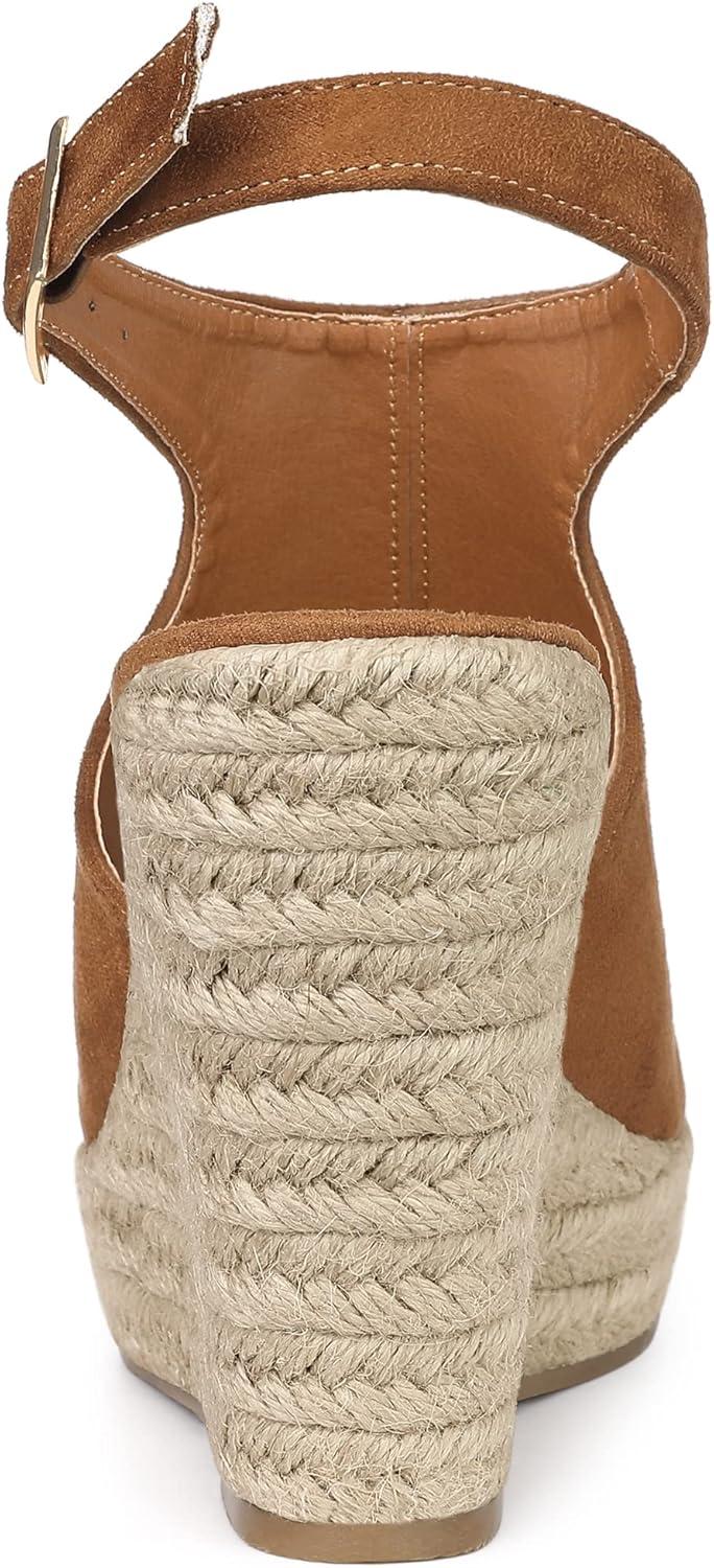 imageAllegra K Womens Peep Toe Slingback Platform Espadrilles Wedge SandalsBrown
