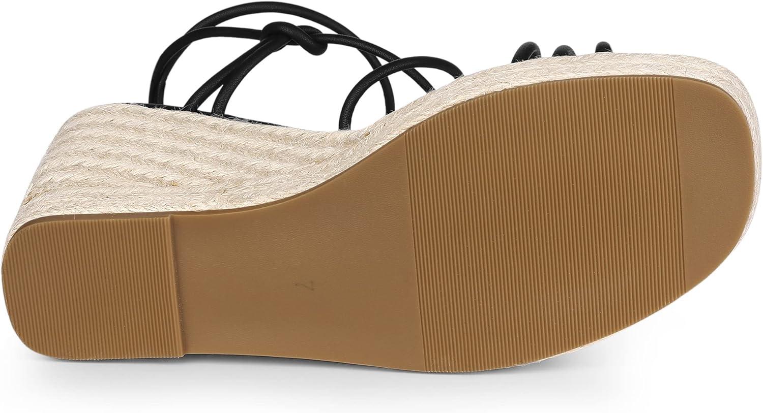 imageAllegra K Womens Platform Espadrille Wedge Heel Slingback Strappy SandalsBlack