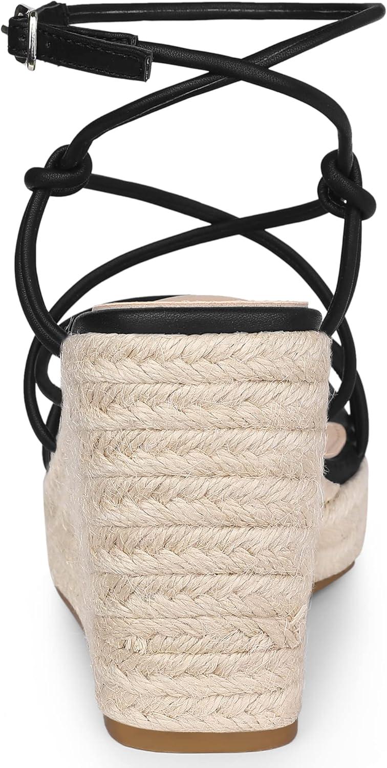 imageAllegra K Womens Platform Espadrille Wedge Heel Slingback Strappy SandalsBlack