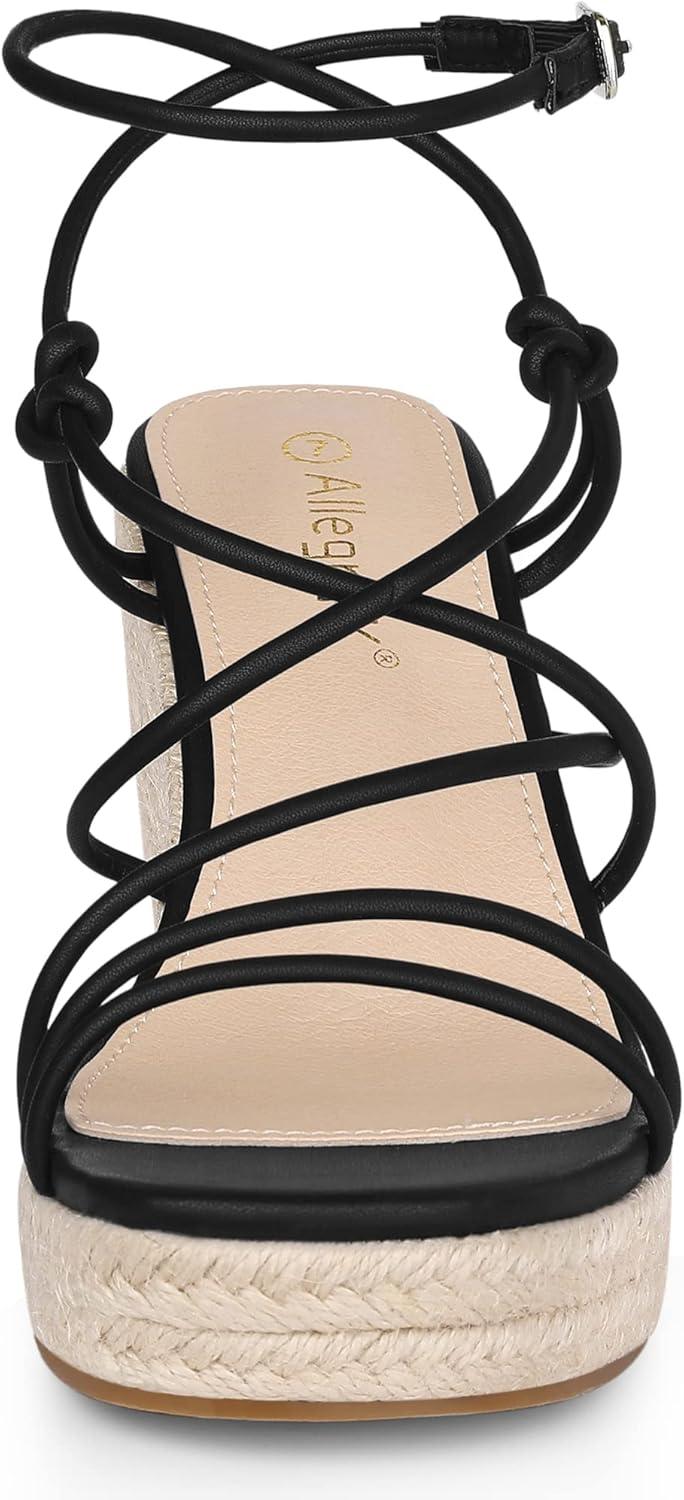 imageAllegra K Womens Platform Espadrille Wedge Heel Slingback Strappy SandalsBlack