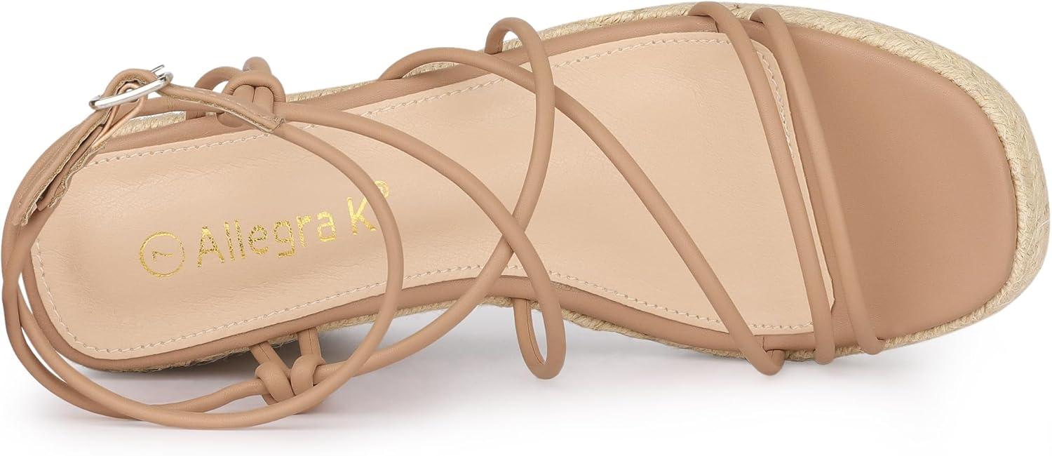 imageAllegra K Womens Platform Espadrille Wedge Heel Slingback Strappy SandalsNude