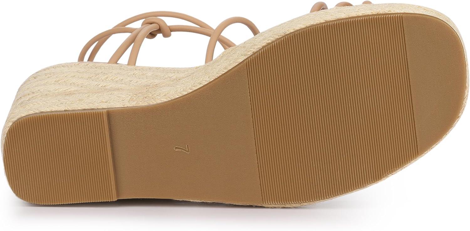 imageAllegra K Womens Platform Espadrille Wedge Heel Slingback Strappy SandalsNude
