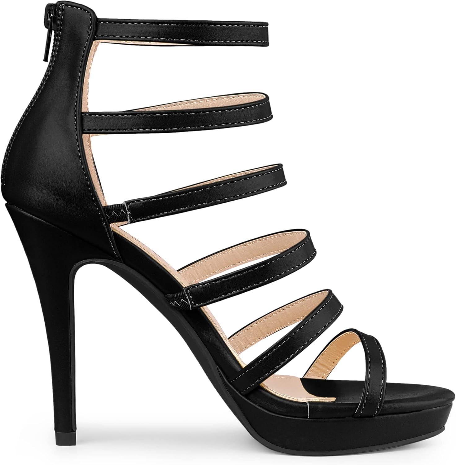 imageAllegra K Womens Platform Gladiator Strappy Indianapolis Stiletto Heel SandalsBlack