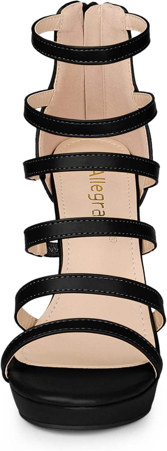 imageAllegra K Womens Platform Gladiator Strappy Indianapolis Stiletto Heel SandalsBlack